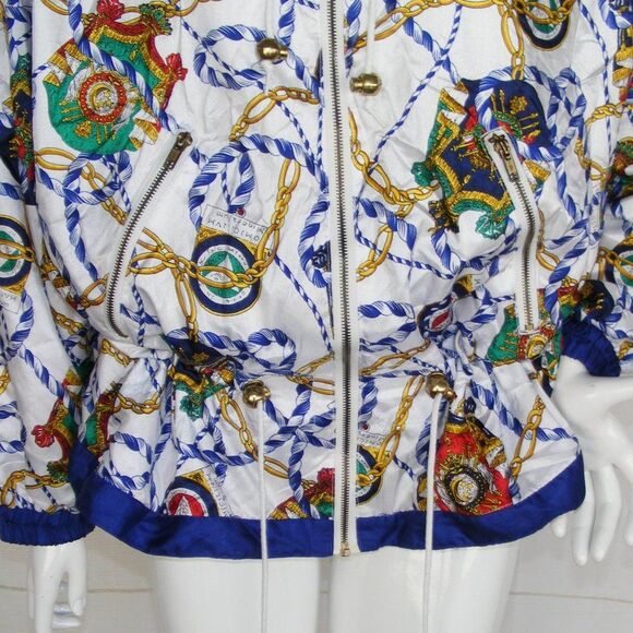 Lavon Track Jacket, M, Vintage, Nautical, Hooded, Pockets, Blue/White - Picture 9 of 15